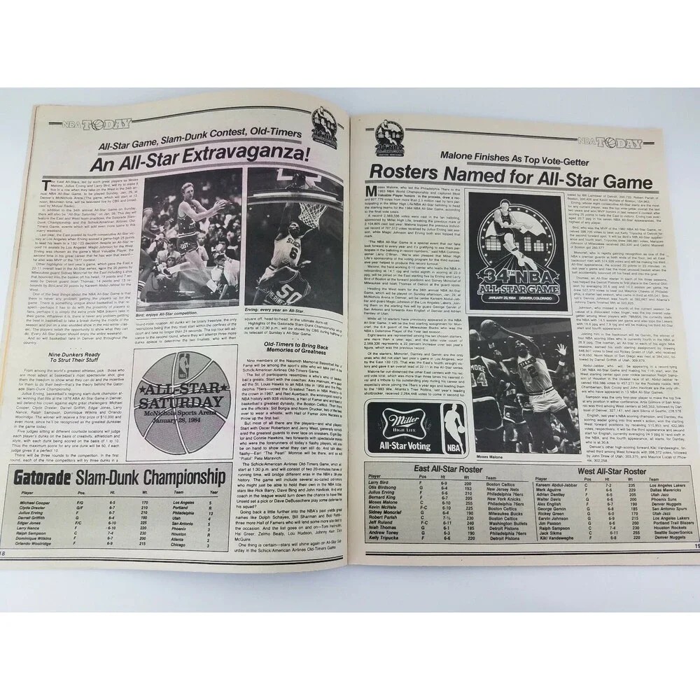 RARE Vtg 1984 NBA Today Newspaper Magazine Basketball ALL STAR GAME Bird Magic